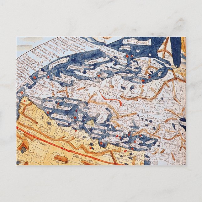 Cartão Postal Mapa da Europa Central, 1486 (Frente)