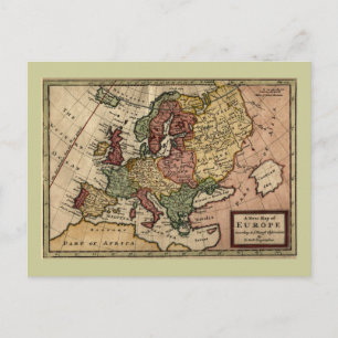 Cartão Postal Mapa da Europa do Antiquário 1721 por Herman Moll