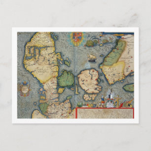 Cartão Postal Mapa da Europa Norte, de Civitates Orbis Terr