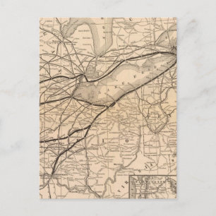 Cartão Postal Mapa da ferrovia Central e do Rio Hudson de Nova I