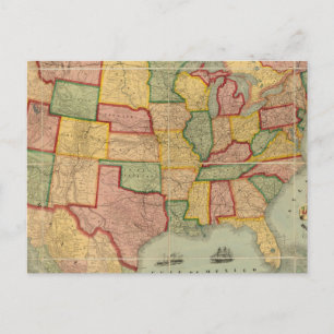 Cartão Postal Mapa da ferrovia da União Americana dos Estados Un