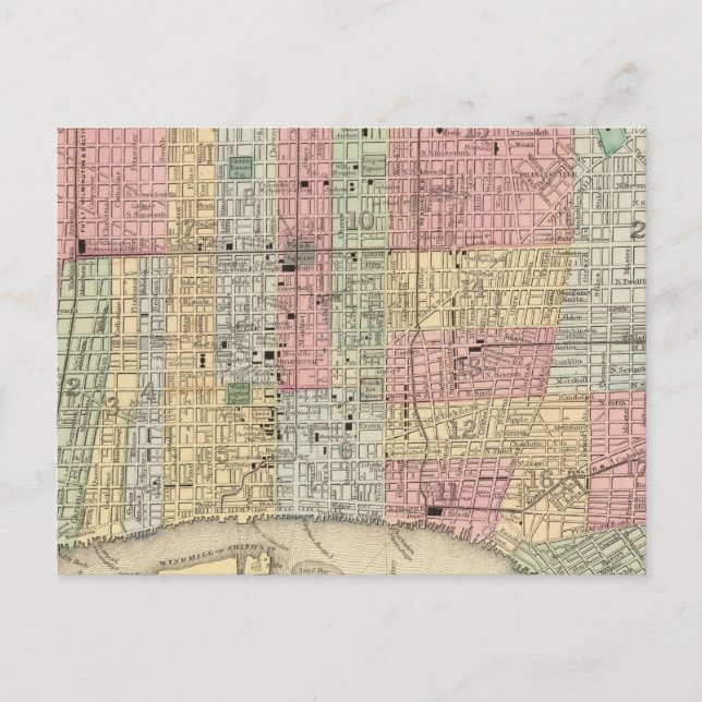 Cartão Postal Mapa da Filadélfia por Mitchell (Frente)