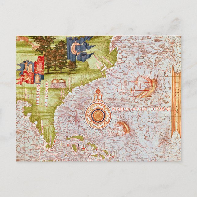 Cartão Postal Mapa da Flórida e das Antilhas (Frente)