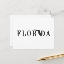 Cartão Postal Mapa da Flórida - Escuridão da Palavra - Letra Est
