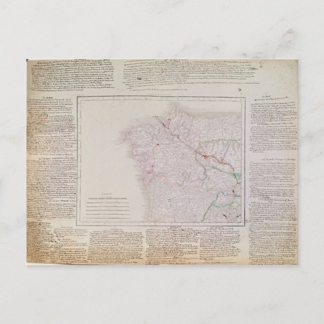 Cartão Postal Mapa da Galiza com a rota do exército francês (Frente)
