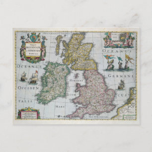 Cartão Postal Mapa da Grã-Bretanha 1631