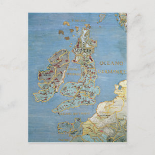 Cartão Postal Mapa da Grã-Bretanha e da França Norte do século X