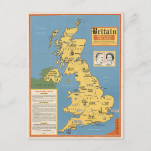 Cartão Postal Mapa da Grã-Bretanha: Foco no título