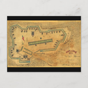 Cartão Postal Mapa da Guerra Civil Fort Lyon Alexandria Virginia