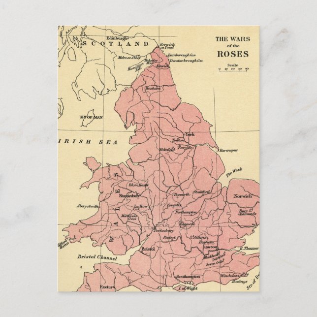Cartão Postal Mapa da Guerra dos Rosas (Frente)