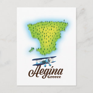 Cartão Postal Mapa da ilha Aegina Grécia