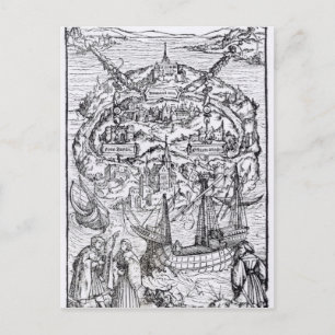 Cartão Postal Mapa da Ilha da Utopia, frontispício do Livro