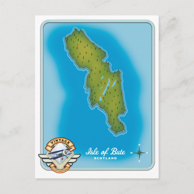 Cartão Postal Mapa da Ilha de Bute (Frente)