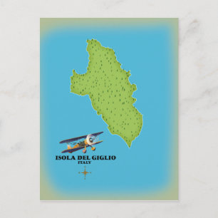 Cartão Postal Mapa da Ilha de Giglio Itália