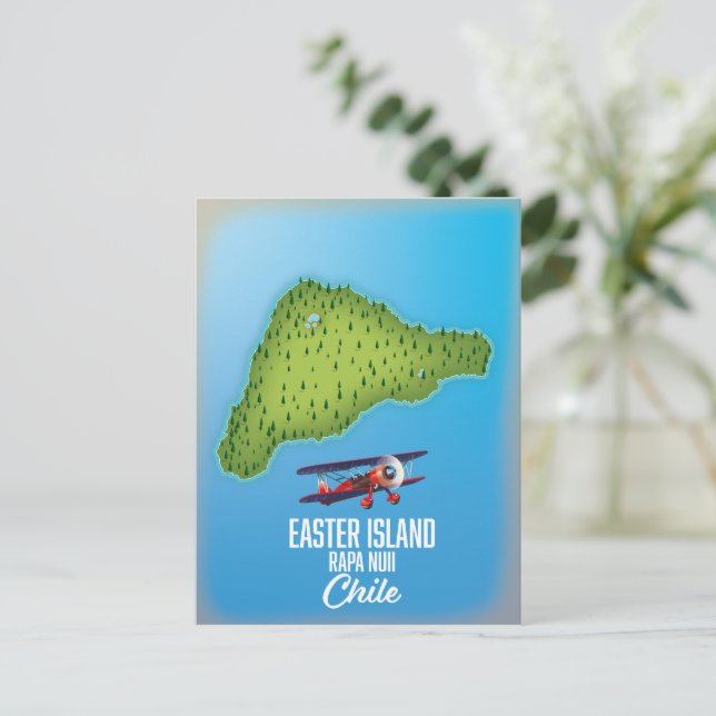 Cartão Postal Mapa da Ilha de Páscoa Rapa Nuii (Em pé/Frente)