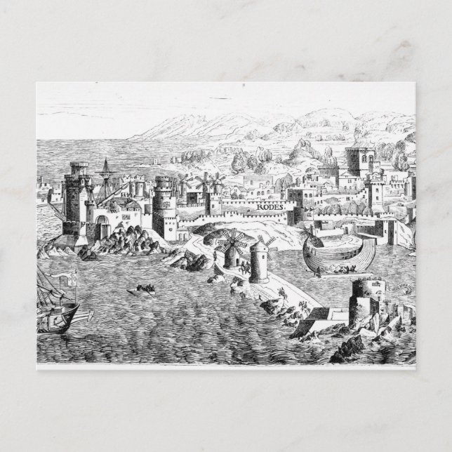 Cartão Postal Mapa da Ilha de Rodes (Frente)