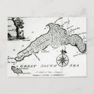 Cartão Postal Mapa da Ilha do Pacífico Sul, 1800