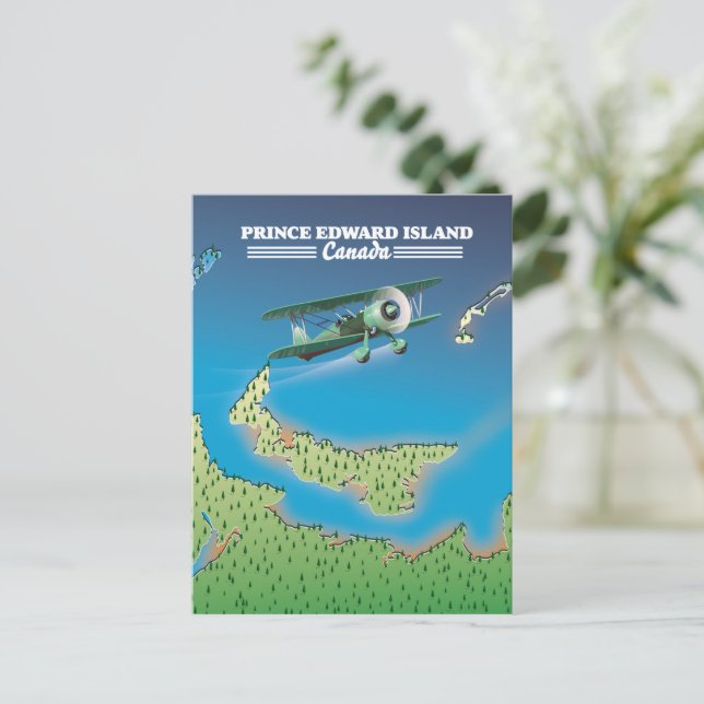 Cartão Postal Mapa da Ilha do Príncipe Eduardo, Canadá. (Em pé/Frente)