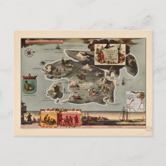 Cartão Postal Mapa da ilha do tesouro por Robert Louis Stevenson