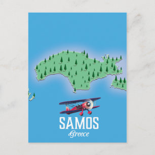 Cartão Postal Mapa da ilha grega de Samos