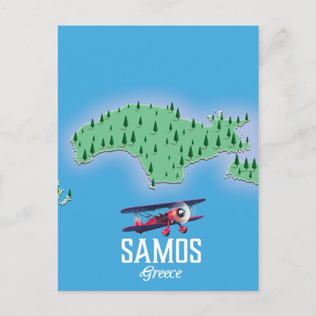 Cartão Postal Mapa da ilha grega de Samos (Frente)