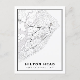 Cartão Postal Mapa da Ilha Hilton Head