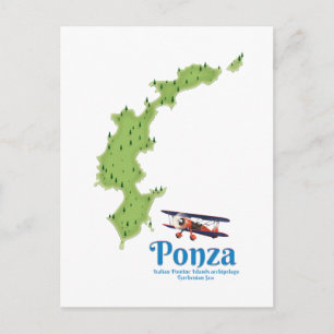 Cartão Postal Mapa da ilha italiana de Ponza.