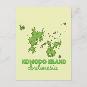 Cartão Postal Mapa da ilha Komodo Indonésia
