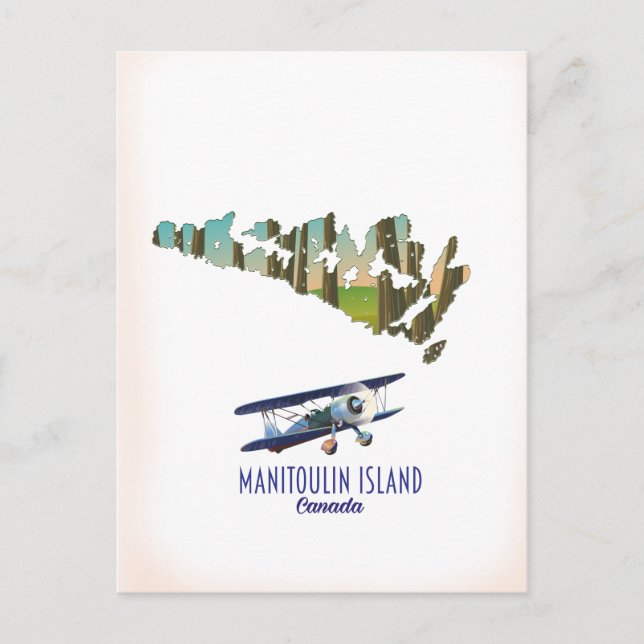 Cartão Postal Mapa da Ilha Manitoulin Canadá (Frente)