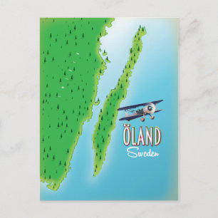 Cartão Postal Mapa da ilha Öland Suécia