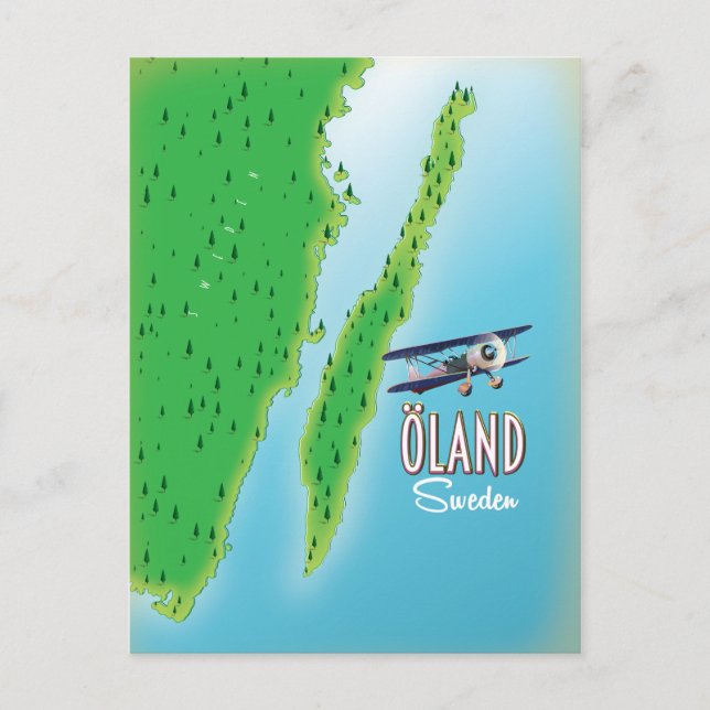 Cartão Postal Mapa da ilha Öland Suécia (Frente)