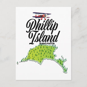 Cartão Postal Mapa da Ilha Phillip Austrália