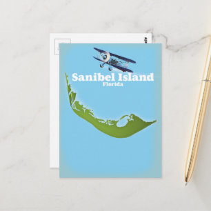 Cartão Postal mapa da Ilha Sanibel Flórida