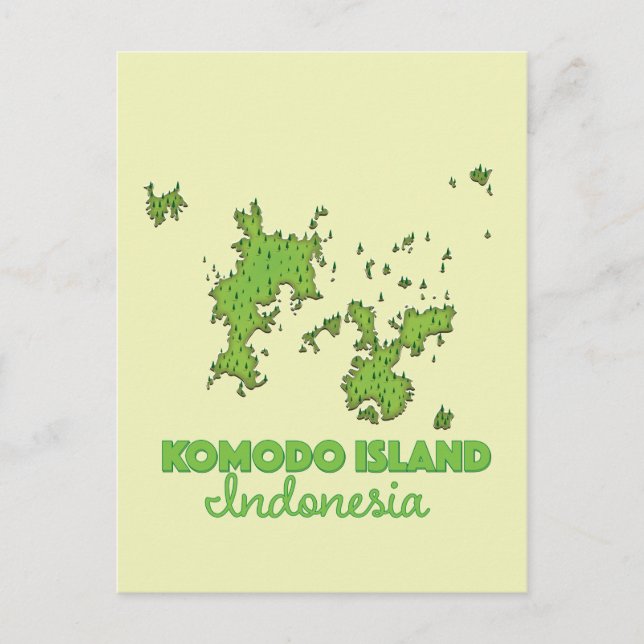 Cartão Postal Mapa da Indonésia da Ilha Komodo (Frente)