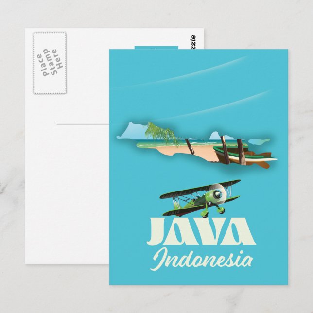 Cartão Postal Mapa da Indonésia Java (Frente/Verso)