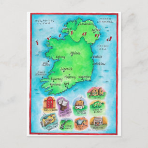 Cartão Postal Mapa da Irlanda