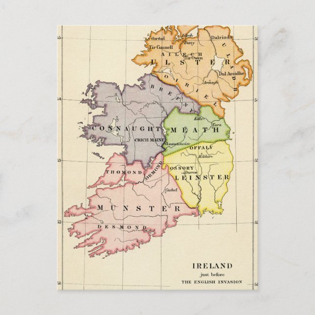 Cartão Postal Mapa da Irlanda (Frente)