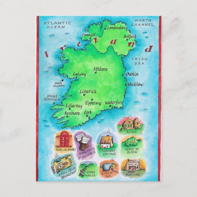 Cartão Postal Mapa da Irlanda (Frente)
