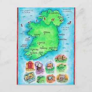 Cartão Postal Mapa da Irlanda