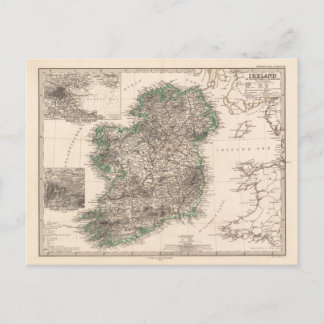 Cartão Postal Mapa da Irlanda (1876)