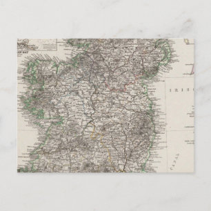 Cartão Postal Mapa da Irlanda por Stieler