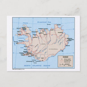 Cartão Postal Mapa da Islândia (1981)