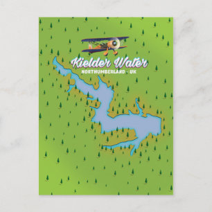 Cartão Postal Mapa da Kielder Water Northumberland UK