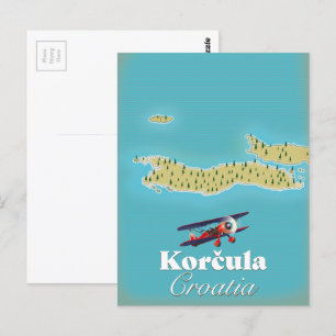 Cartão Postal Mapa da Korčula Croácia