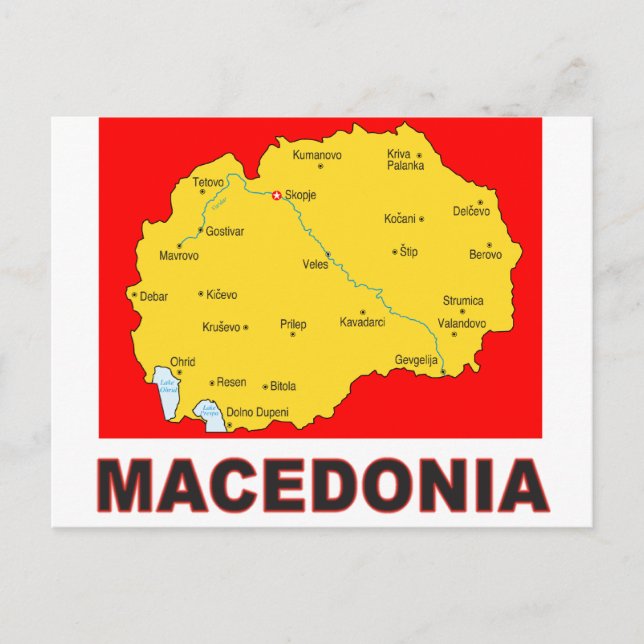 Cartão Postal Mapa da Macedônia (Frente)