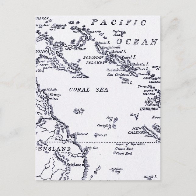 Cartão Postal Mapa da Melanésia (Frente)