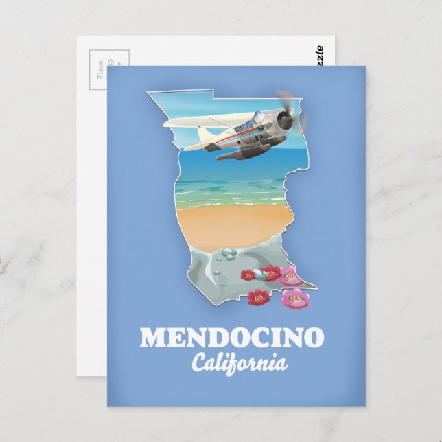 Cartão Postal Mapa da Mendocino Califórnia (Frente/Verso)