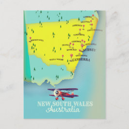 Cartão Postal Mapa da Nova Gales do Sul Austrália