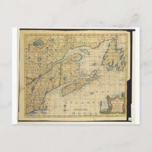 Cartão Postal Mapa da Nova Inglaterra e Nova Escócia 1758 Thomas