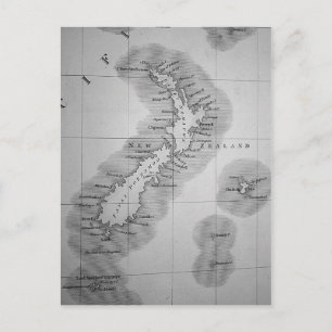 Cartão Postal Mapa da Nova Zelândia